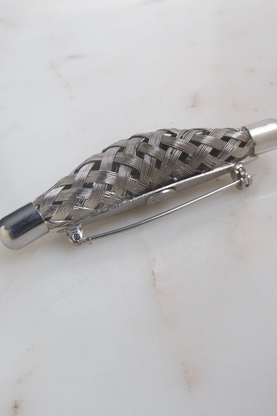 Vintage 1960s Hobé  Silver Woven Brooch - Braided… - image 7