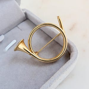 Vintage Gold French Horn Brooch