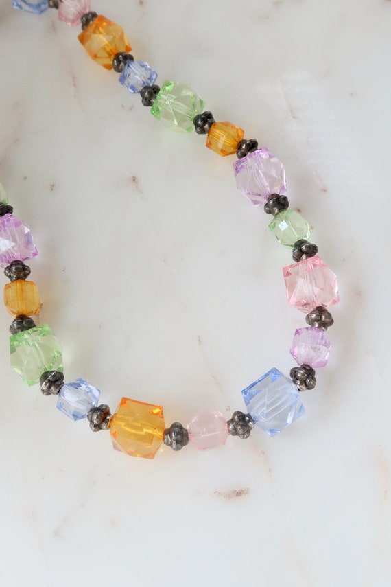 Vintage Multi Colored Beaded Necklace Glass Bead … - image 3