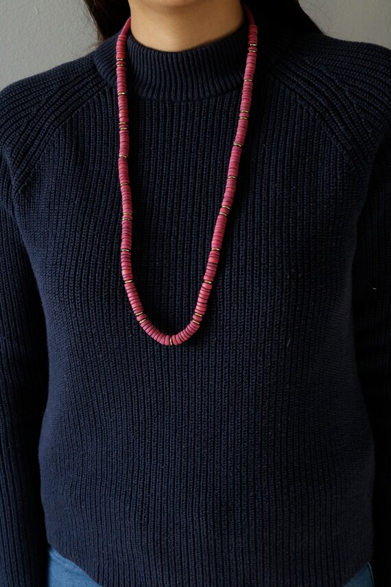 Collier Vintage En Perles De Bois De Rose - Occasion En Bon état
