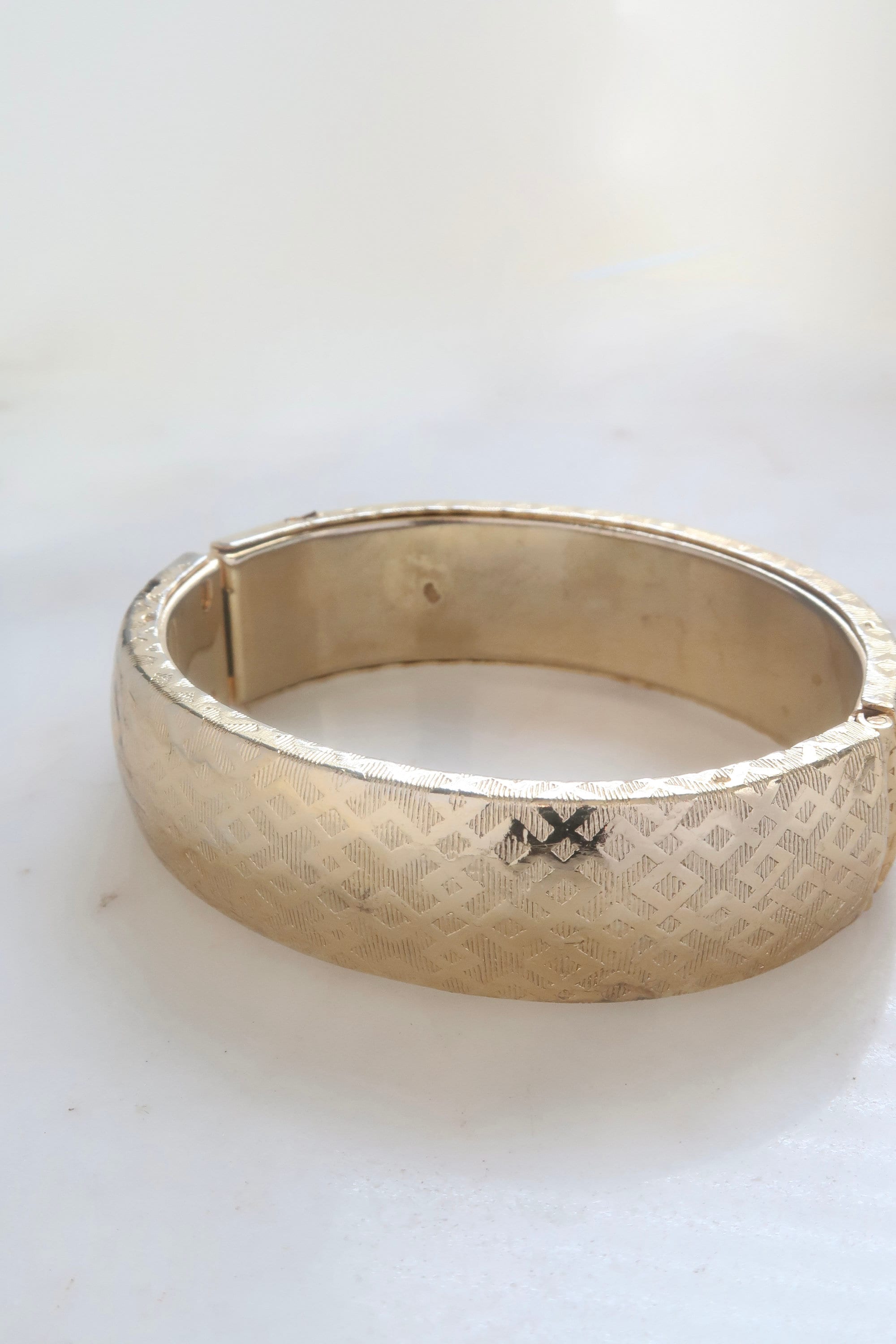 Vintage 1960s Gold Geometric Bangle Bracelet - Hinged Design - Etsy