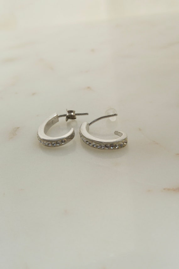 Vintage Sterling Silver Oval Hoop Earrings - image 5