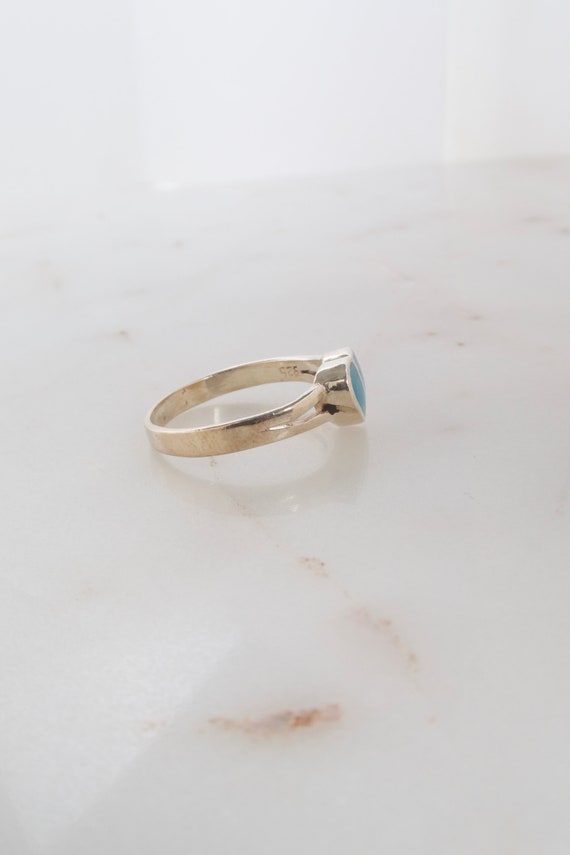 スターリングシルバー　ターコイズ　ハート　リング　ヴィンテージ ヴィンテージ スターリングシルバー ターコイズ ハートリング - サイズ