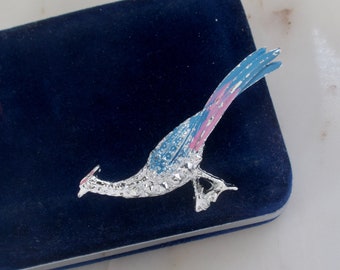 Vintage GERRY'S Pfau Brosche Blau Pfau Brosche Vogel Brosche Silber Pfau Brosche Geschenk für Sie Rosa Pfau Pin