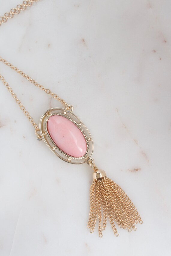 Vintage Sarah Coventry "Pink Lady" Tassel Necklace - image 9