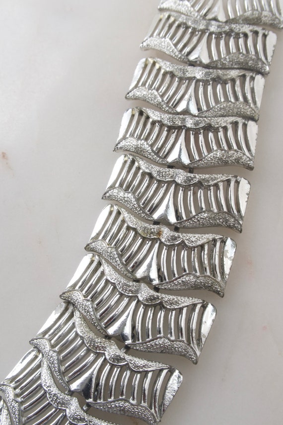 Vintage CORO Wide Silver Tone Link Bracelet - image 8