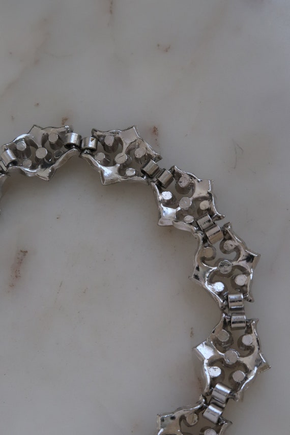 Vintage CORO Rhinestone Flower Link Bracelet For … - image 4