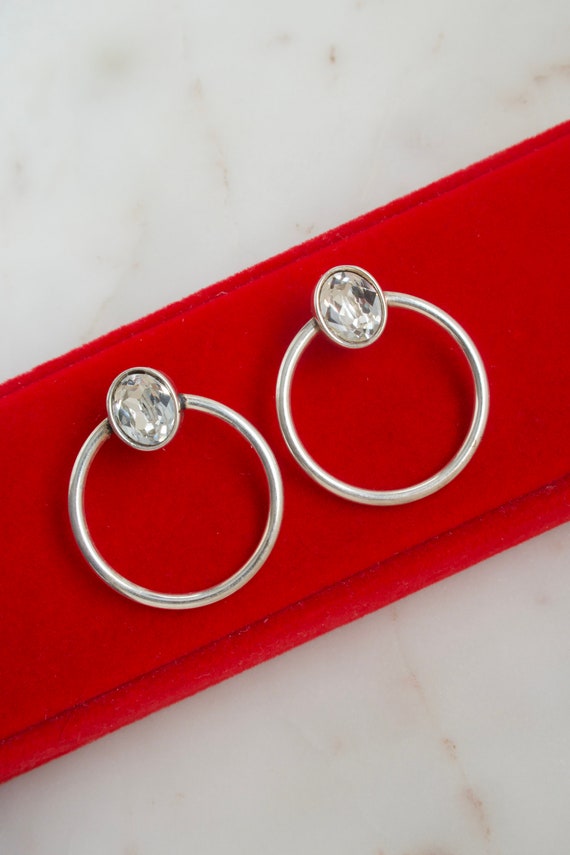 Vintage sterling rhinestone earrings - Gem