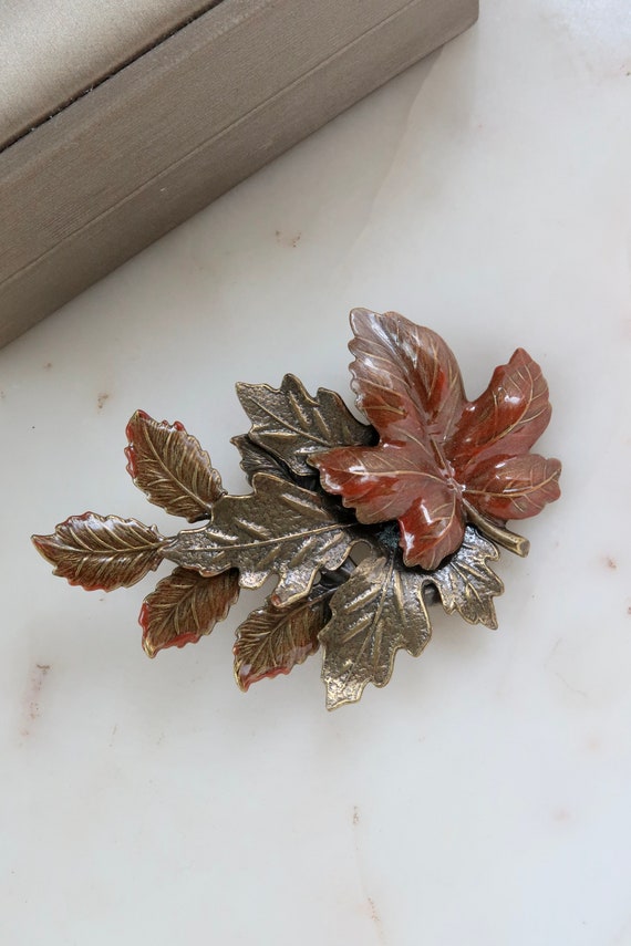 Vintage Maple Leaves Brooch - Maple Leaf Brooch - 