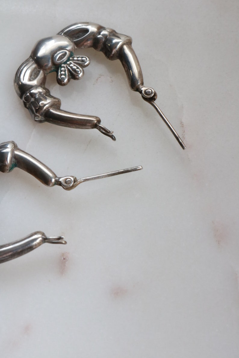 Sterling Silver Irish Claddage Hoop Earrings