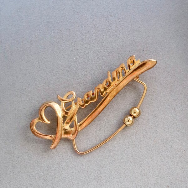 Vintage K.I.S Gold Grandma Charm Brooch