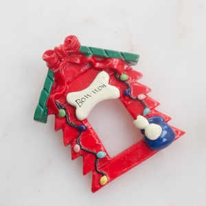 Vintage Red Dog House Brooch - Christmas Dog House Brooch