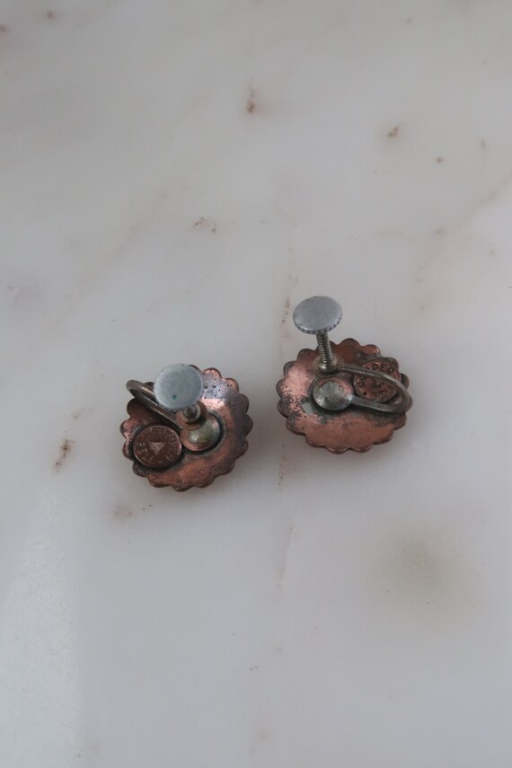 Vintage 1960s COPPER BELL Earrings Copper Concho … - image 6