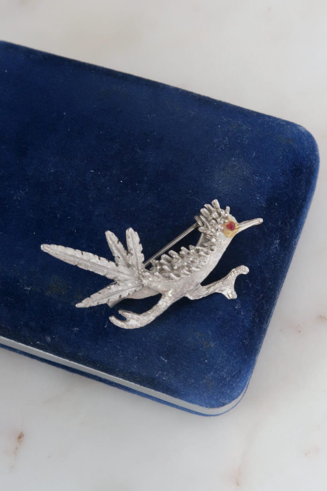 ヴィンテージ メキシコ製 シルバー925 ブローチ 鳥 ロードランナー