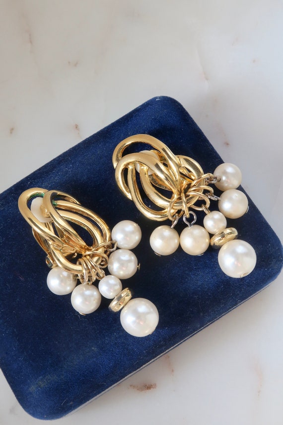 Vintage Swirl with Pearl Dangle Earrings Pearl Dan