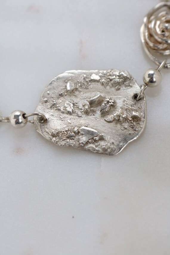Vintage Sterling Silver Abstract Circle Link Brac… - image 7
