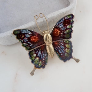Vintage Multi Colored Butterfly Brooch
