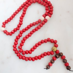 Vintage Red Wooden Bead Necklace