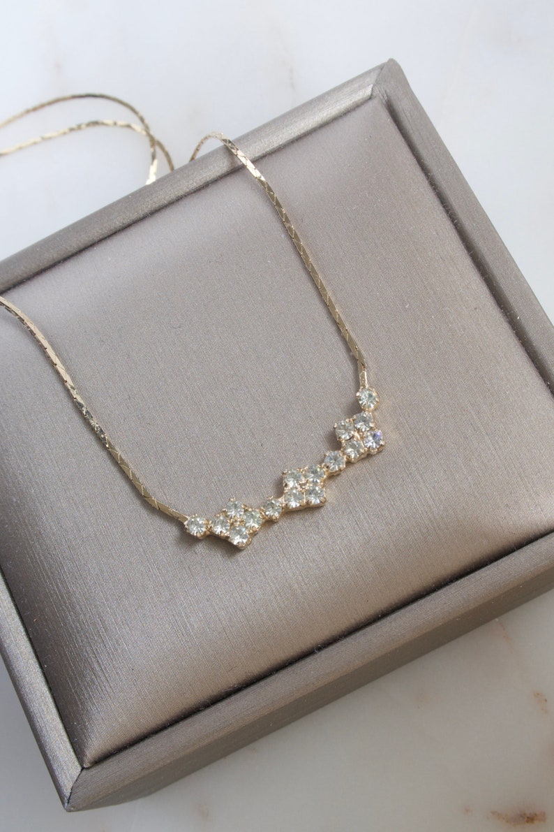 Vintage Rhinestone Geometric Necklace image 2