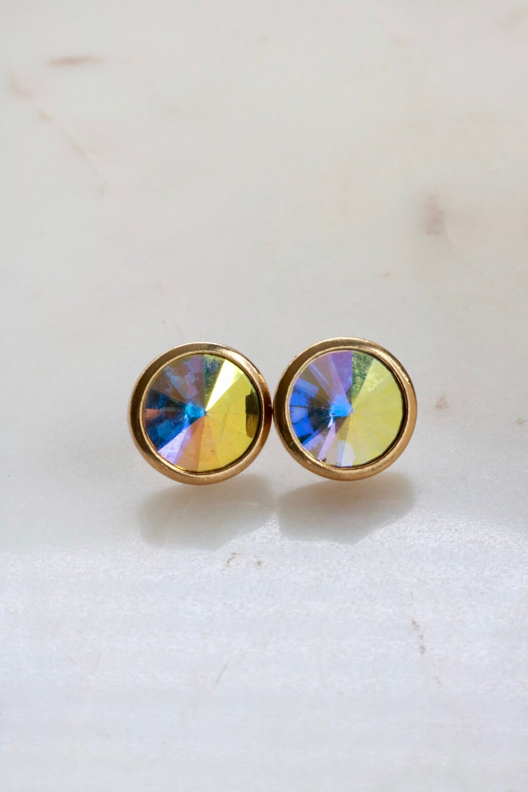 Vintage Aurora Borealis Stud Earrings Etsy