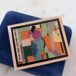 Broche timbre-poste Virginia By Alberto Magnelli Scott vintage 1986, France
