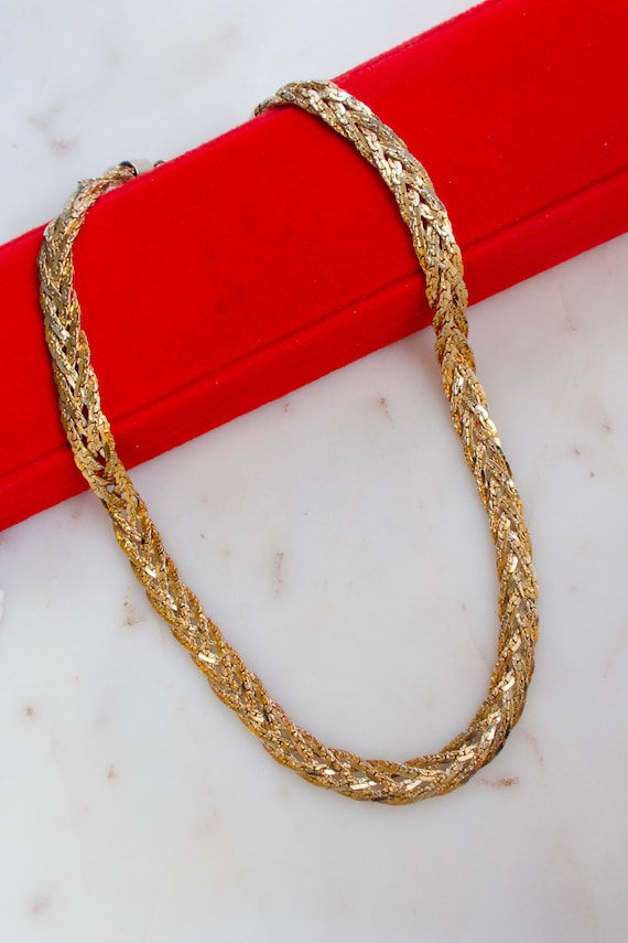 Vintage KOREA Gold Braided 18 Necklace Etsy