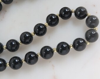 Vintage Black Beaded Necklace Statement Necklace Black Ball
