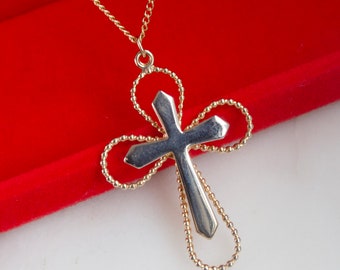 Vintage SARAH COVENTRY Gold Cross Pendant Necklace