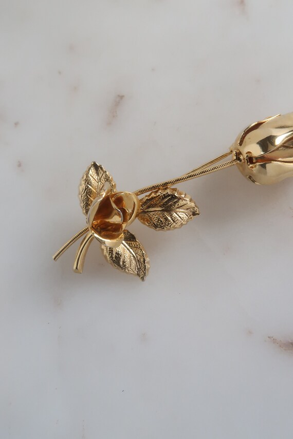 Vintage Gold Rose Brooch - image 8