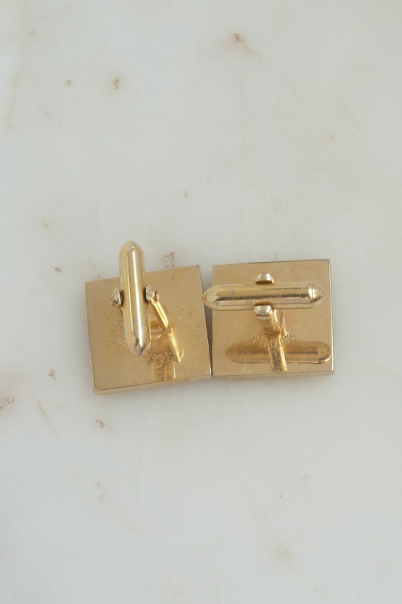 Vintage SWANK Mother of Pearl Cuff Links - Gold C… - image 6