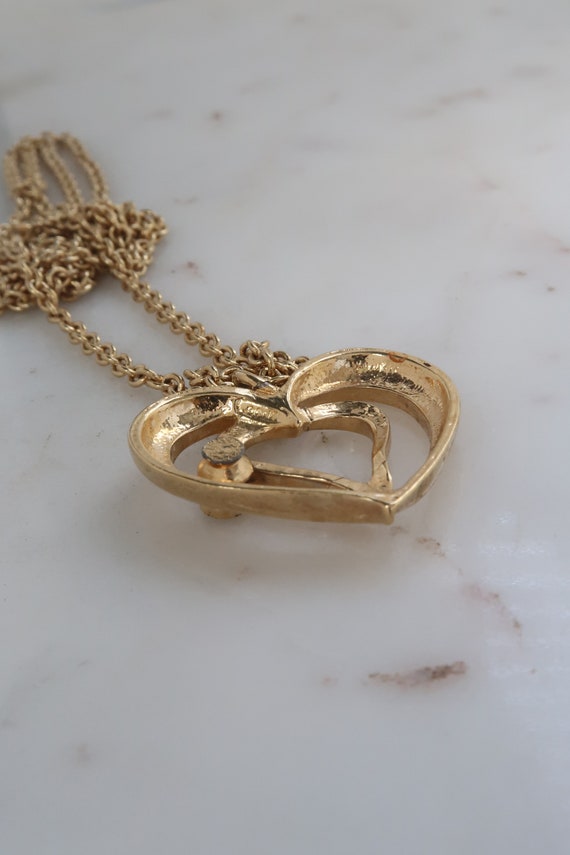 Vintage AVON Heart Pendant Necklace Double Heart … - image 9