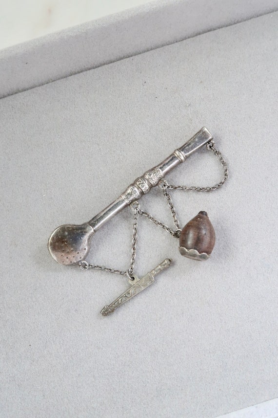 Vintage Sterling Silver Silver Spoon Brooch - Knif