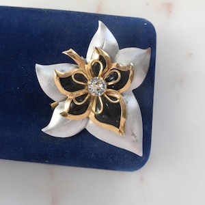 Vintage Silber & Gold Ton Blatt Brosche