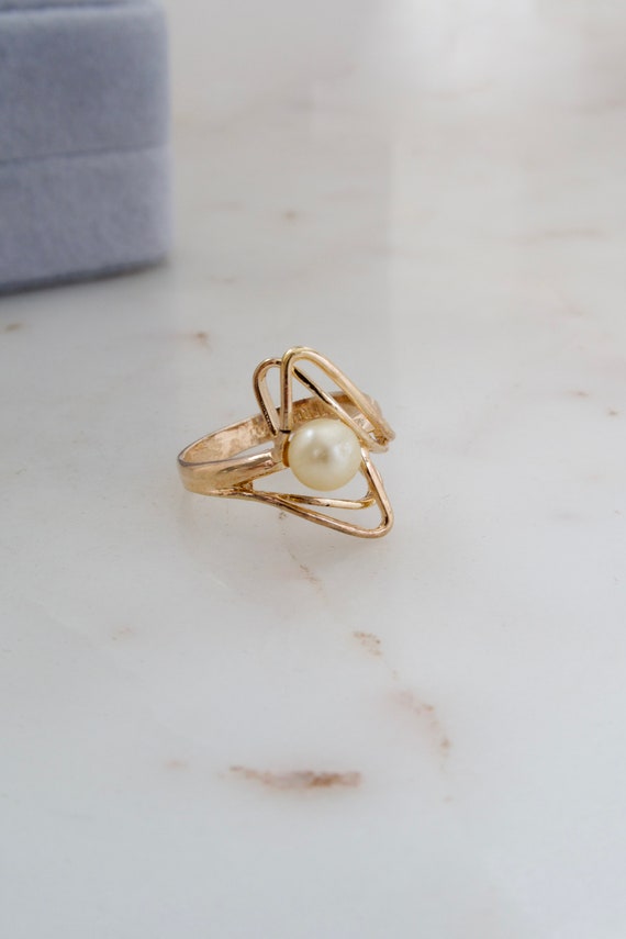 Vintage Gold Plated Sterling Silver Ring - Size 6… - image 3