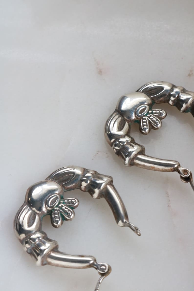 Sterling Silver Irish Claddage Hoop Earrings