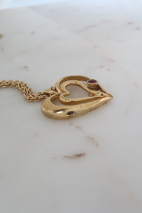 Vintage AVON Heart Pendant Necklace Double Heart … - image 10
