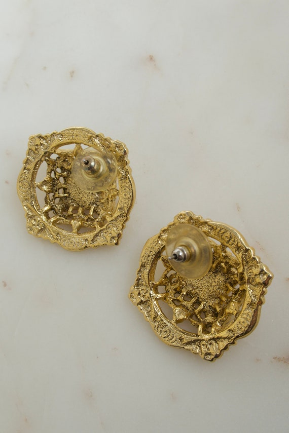 Vintage Gold Geometric Earrings - Statement Earri… - image 7