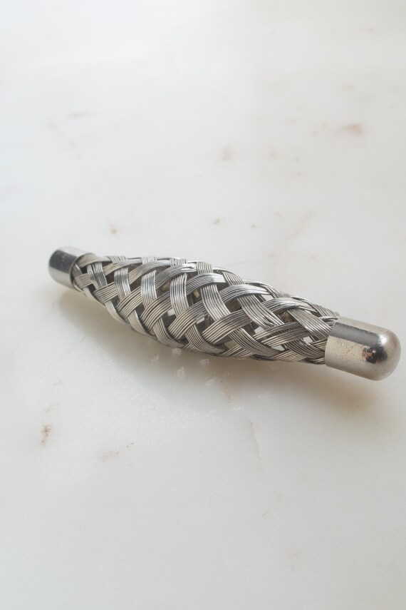 Vintage 1960s Hobé  Silver Woven Brooch - Braided… - image 4