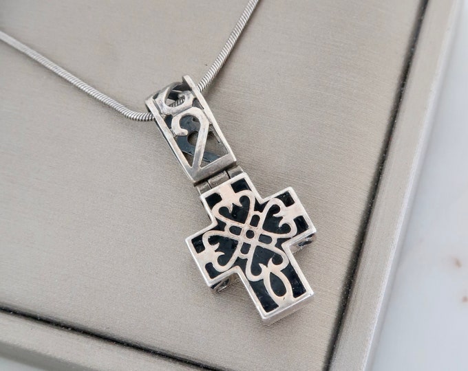 Vintage Sterling Silver Filigree Cross Pendant Necklace - Etsy
