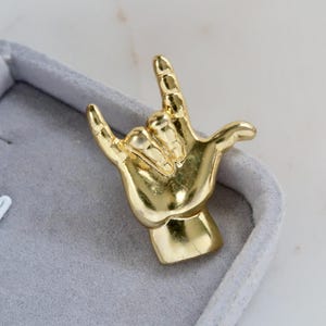 Vintage I Love You Language Hand Sign Brooch