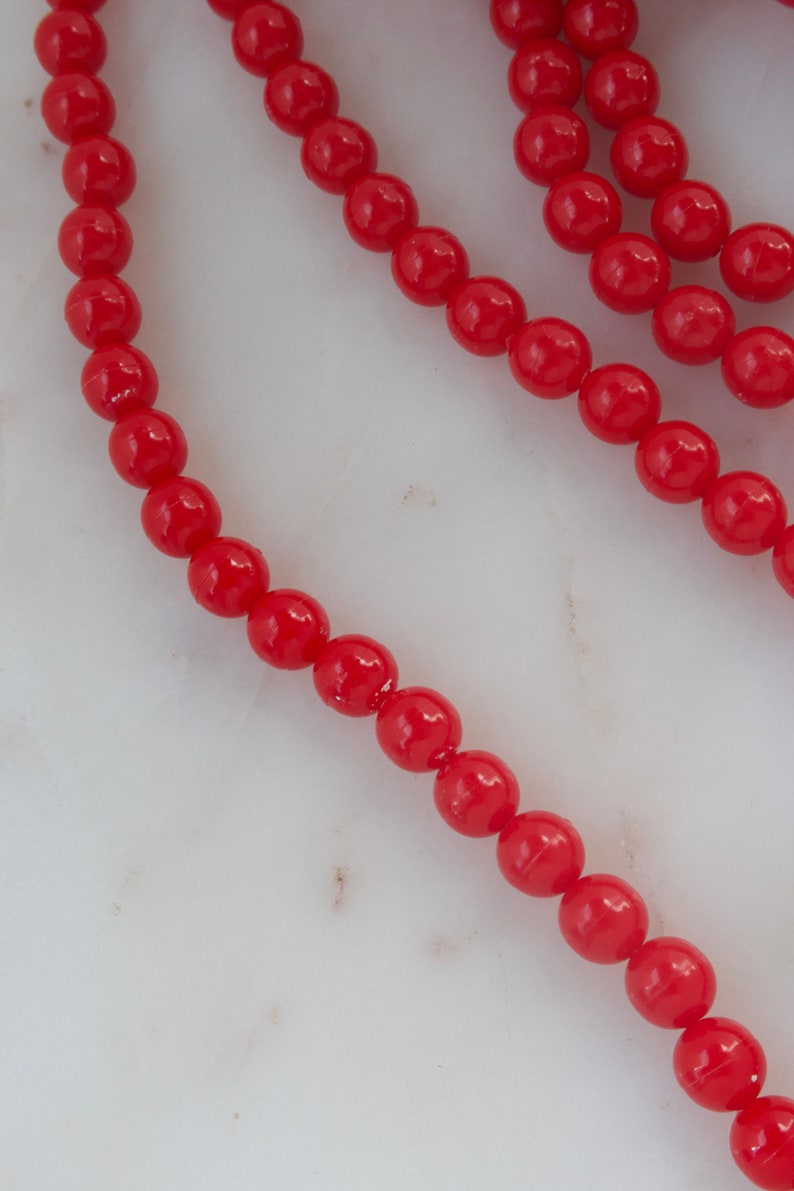 Vintage Red Bead Necklace Etsy