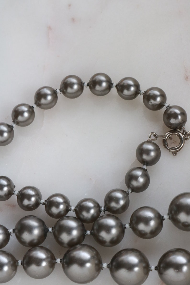 Vintage Gray Pearl Necklace Pearl Bead Necklace Etsy