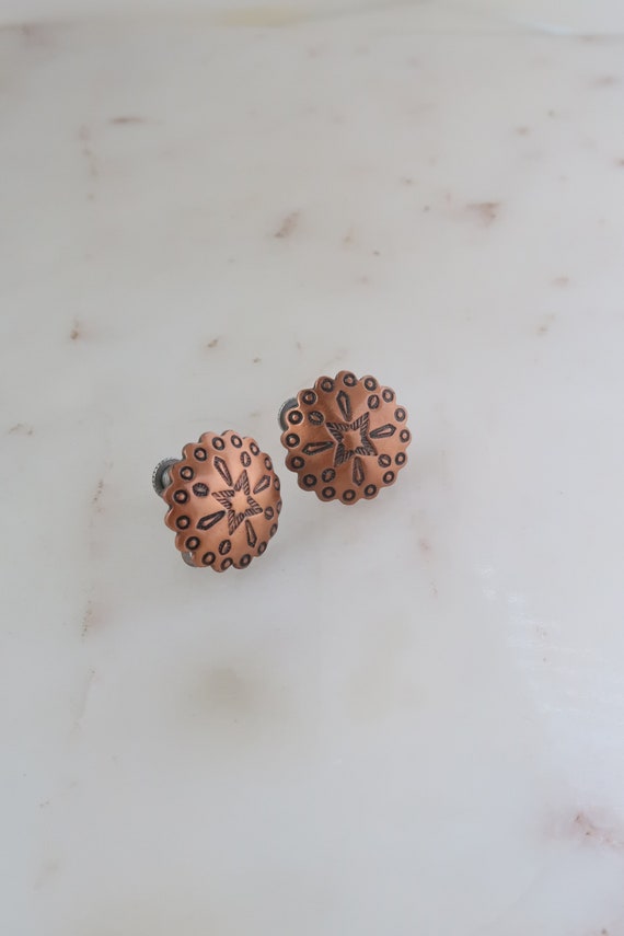 Vintage 1960s COPPER BELL Earrings Copper Concho … - image 2
