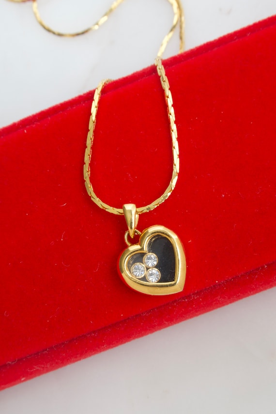 Vintage rhinestone heart pendant - Gem