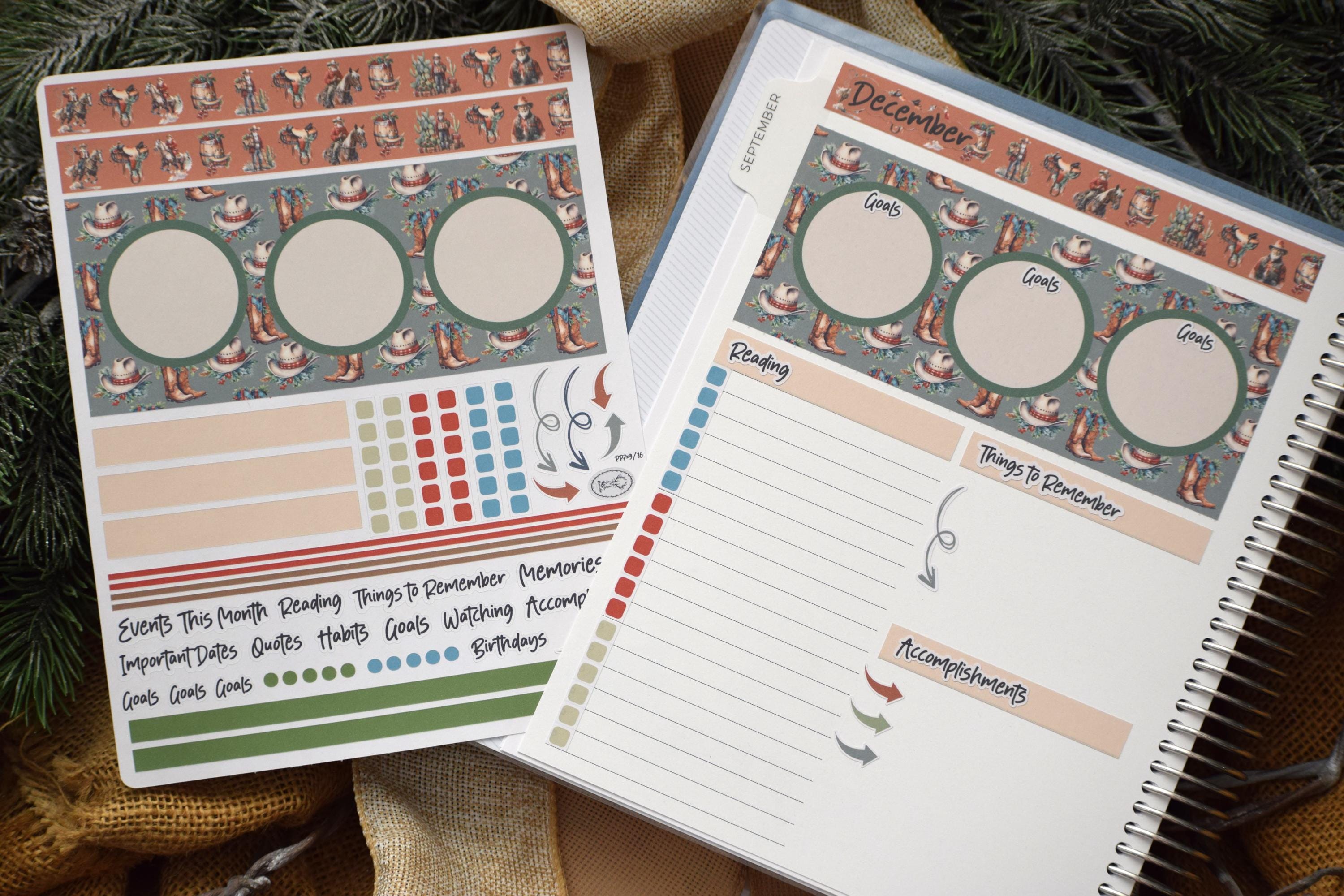 Plum Paper 7x9 Monthly Dashboard Planner Stickers #16, Western Santa - Etsy