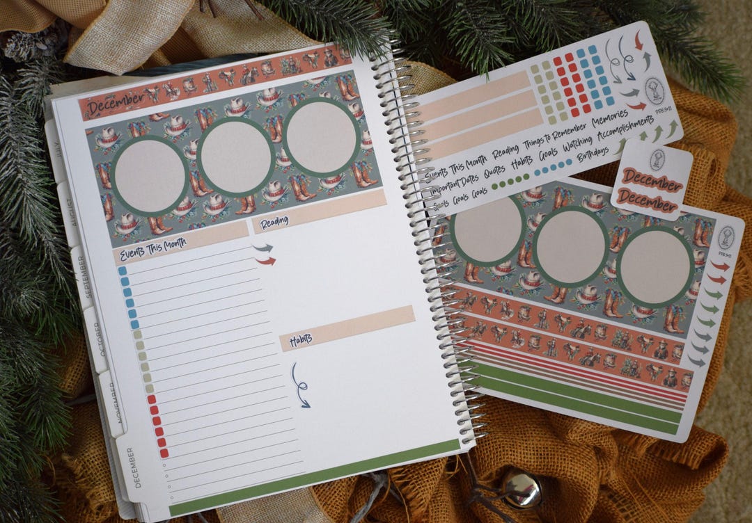Plum Paper 8.5x11 Monthly Dashboard Planner Stickers #16 Western Santa ...