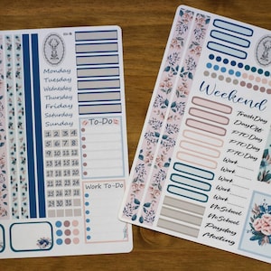 Erin Condren/ TBM Weekly Planner Sticker Kit 2, Blue Flowers