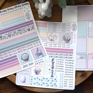 Plum Paper 7x9 Weekly Overview Weekly Planner Sticker Kit #3, Easter