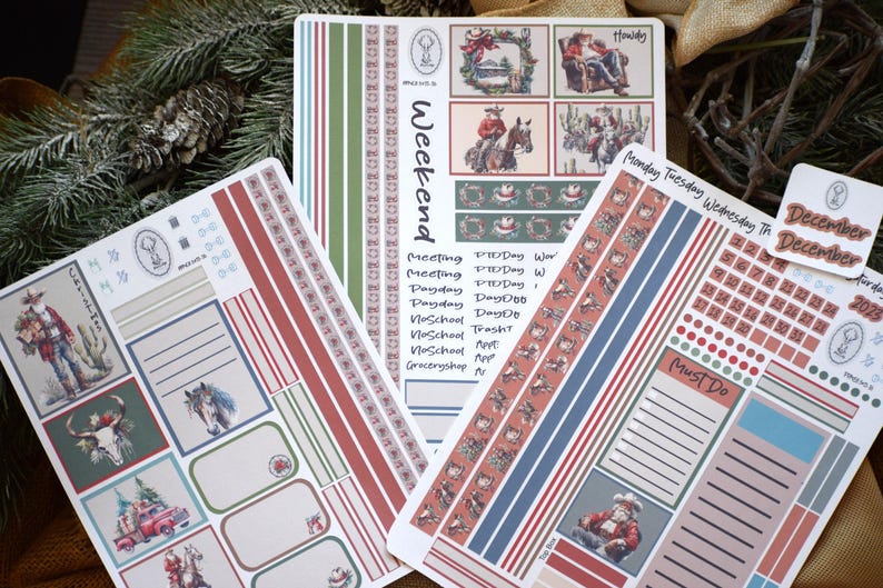 Plum Paper 8.5x11 ME, Weekly Planner Sticker Kit #16, Western Santa - Etsy
