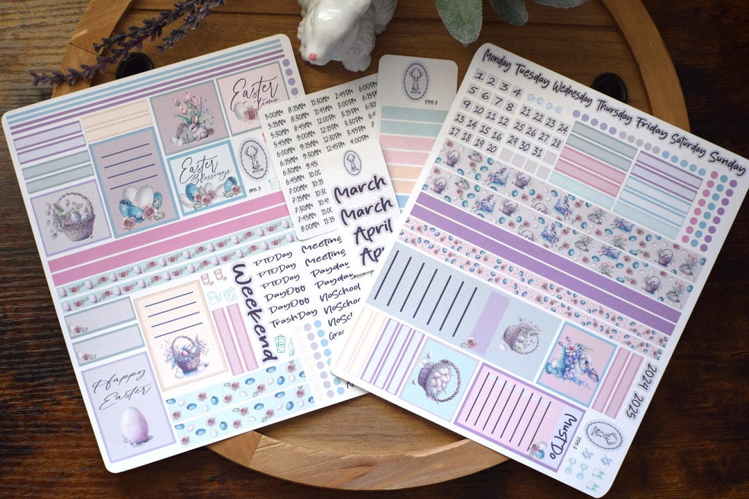 Plum Paper 7x9 Hourly Weekly Planner Sticker Kit #3, Easter - Etsy